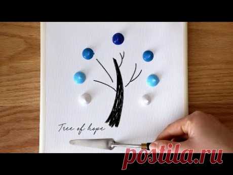 Акриловая картина | Дерево надежды | Учебник по рисованию для начинающих