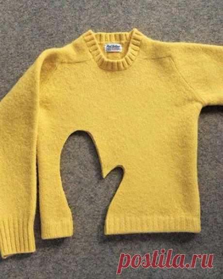Теплые рукавички из старых свитеров — DIYIdeas | ПЕРЕДЕЛКИ ИЗ СТАРЫХ ВЕЩЕЙ | Постила