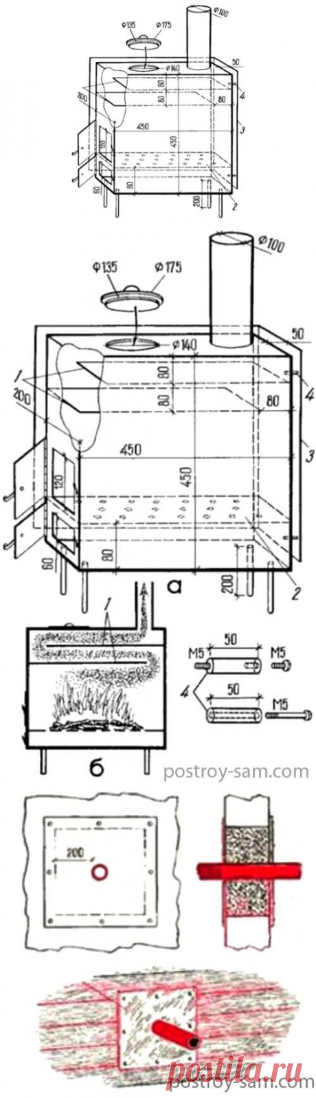 Схема конструкции буржуйки