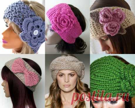 Вязание крючком и спицами/Crochet and knitting: Повязки на голову