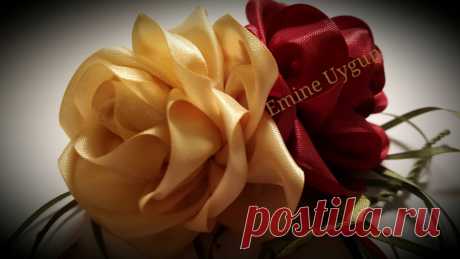 Очаровательные розы из шелковых лент, МК — Рукоделие