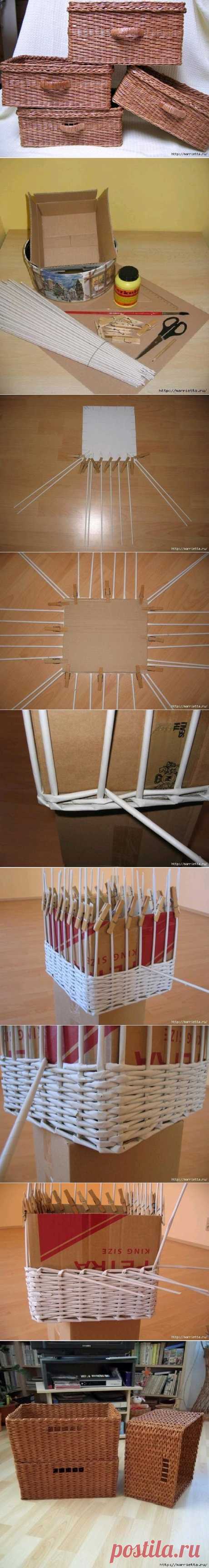 DIY Newspaper Weave Basket | FabDIY Making a few weave baskets can be loads of fun and the best...