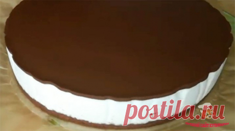 Торт “Пломбир” без выпечки с шоколадной глазурью