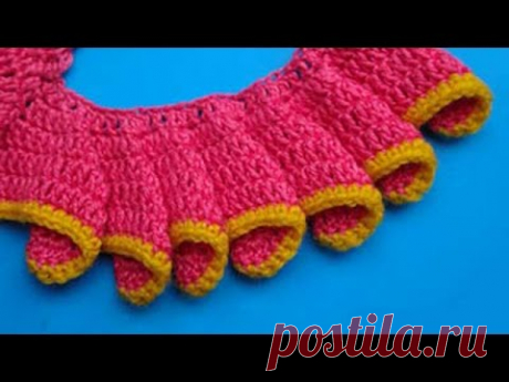 How to crochet frill Как вязать волан Рюши Мастер класс 12