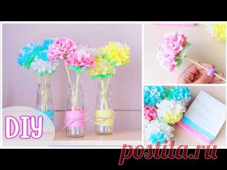 Как сделать ЦВЕТЫ ИЗ САЛФЕТОК / DIY: Paper Napkin Flowers / NataliDoma