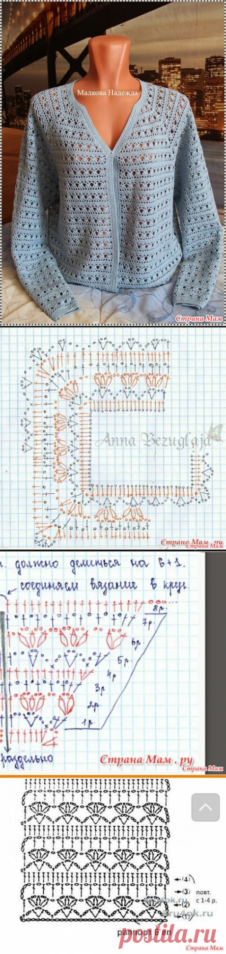 . Жакет "Тюльпаны" крючком - Вязание - Страна Мам