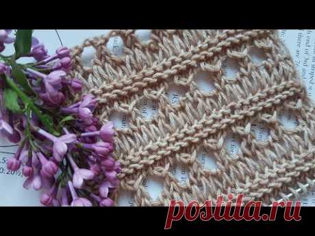 Очень эффектный секционный узор спицами 🌾 knitting pattern.