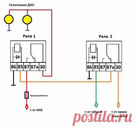 Схемы подключения галогенных ДХО. Без лишней нагрузки на замок зажигания. | AvtoTechLife | Яндекс Дзен