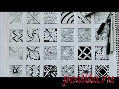 24 zentangle patterns || 24 Doodle Patterns, Zentangle Patterns, Mandala Patterns