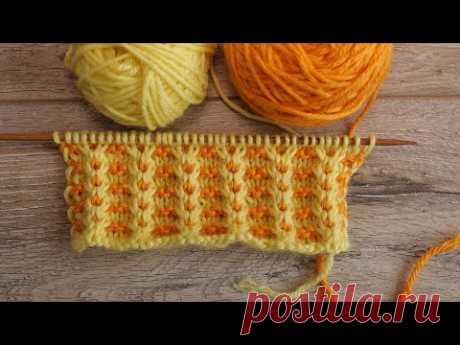 Двухцветный узор – ленивый жаккард спицами | Lazy Jacquard Knitting Pattern