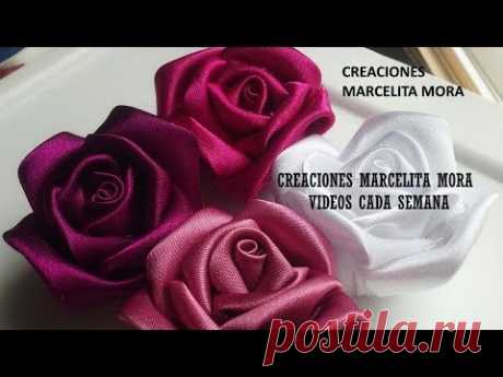 DIY-Como Hacer Rosas Flores en Tela/How To Make Easy Fabric Flower Roses/Роза//クリップ簪