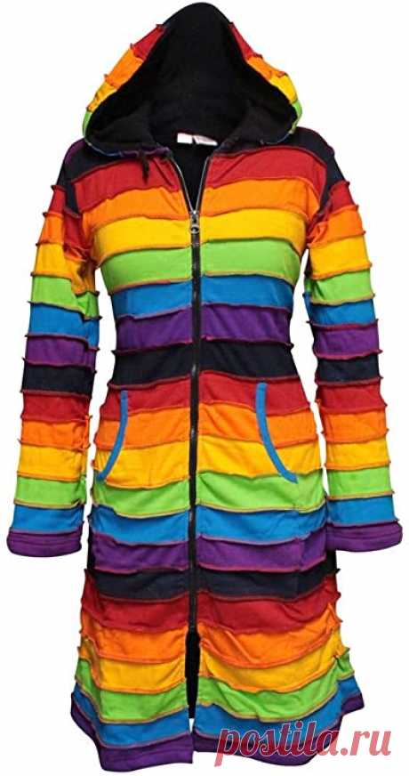 Amazon.com: Shopoholic Fashion WomenFleece Lined Knee Length Rainbow Long Hippie Jacket: Clothing