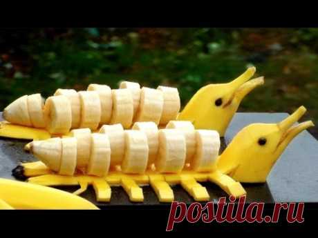 How to Make Banana Decoration | Banana Art | Fruit Carving Banana Garnishes