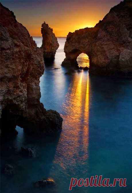 Sunset in Carvoeiro Beach Algarve Portugal   |  Pinterest
