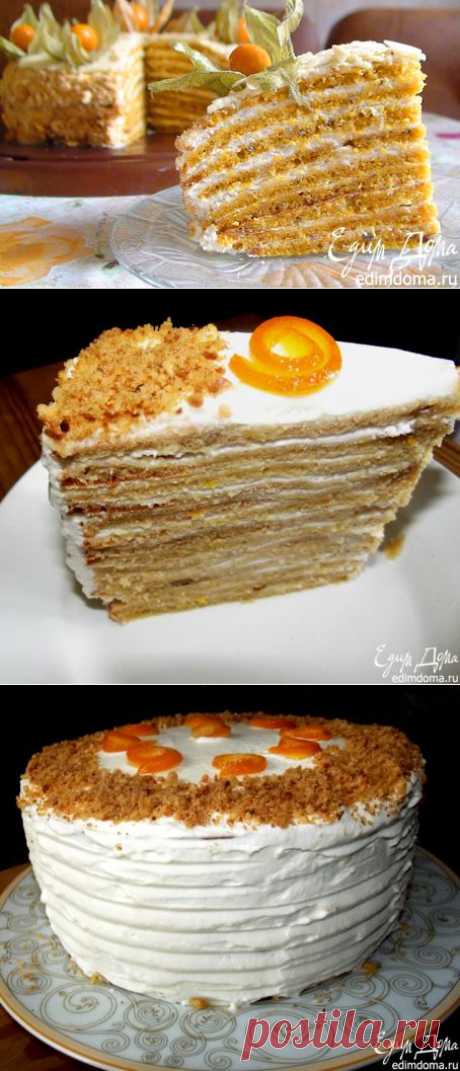 Тыквенный торт с апельсином и орехами под белым шоколадом | Кулинарные рецепты от «Едим дома!»