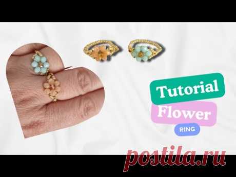 DIY Tutorial Flower beaded ring tutorial