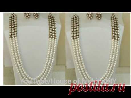 How To Make Latest Pearl Chain Jewellery||Kundan Jewellery..!