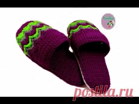 How to crochet adult slippers //Vasilisa