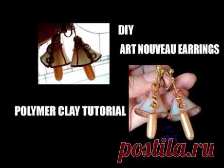 Polymer clay tutorial - DIY Art Nouveau earrings