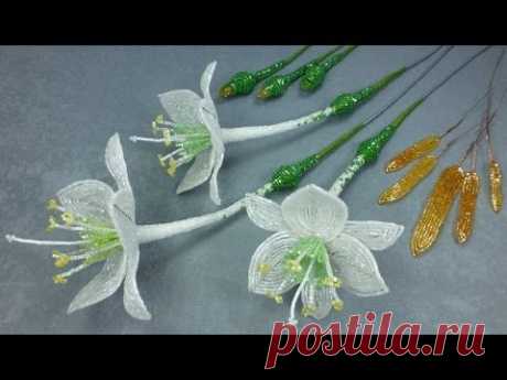 Амазонская лилия из бисера. Урок 9 - Сборка дудки / Beaded amazon lily. Lesson 9 - Stem assembly