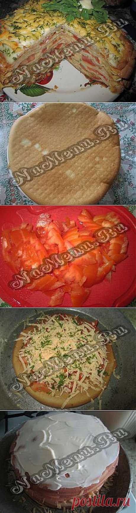 Блинный пирог с помидорами