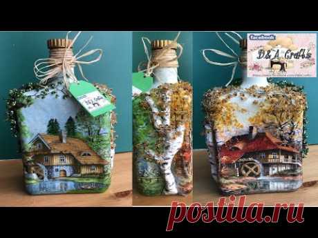 DIY: How to make seasons decoration on whiskey bottle TUTORIAL