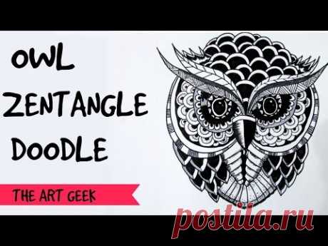 Owl Zentangle Doodle (time-lapse)