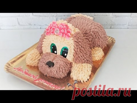 🤩ИГРУШКА ИЛИ ТОРТ? дети НЕ ВЕРИЛИ🐶🐕, СБОРКА и УКРАШЕНИЕ КРЕМОВОГО ТОРТА В ВИДЕ СОБАЧКИ