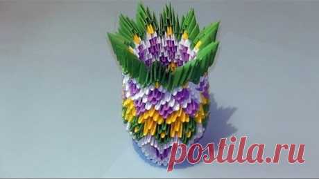 Как сделать вазу модульное оригами видео урок-схема