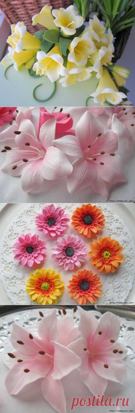 Лепка. Шикарные цветы из сахарной мастики для украшения тортов. Фото мастер- классы- много..
