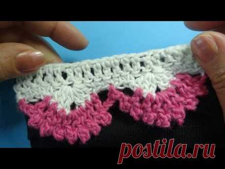 Кайма крючком   crochet border Урок вязания 358