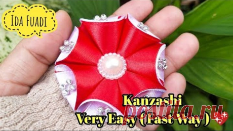 165) DIY Easy Kanzashi flower tutorial || Cara mudah membuat bunga kanzashi || Simple - Fast way