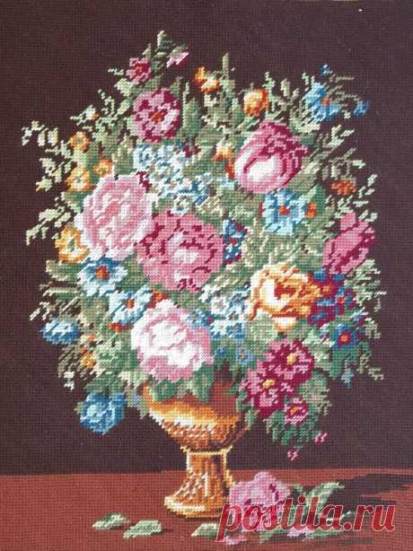 Букет цветов в вазе романтическая игольчатая гобелен цветочная | Etsy