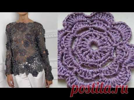 Ажурная кофта крючком  Ч 1. Openwork crochet sweater