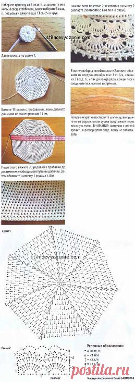 Вязание крючком летней шапочки / Стильное вязание