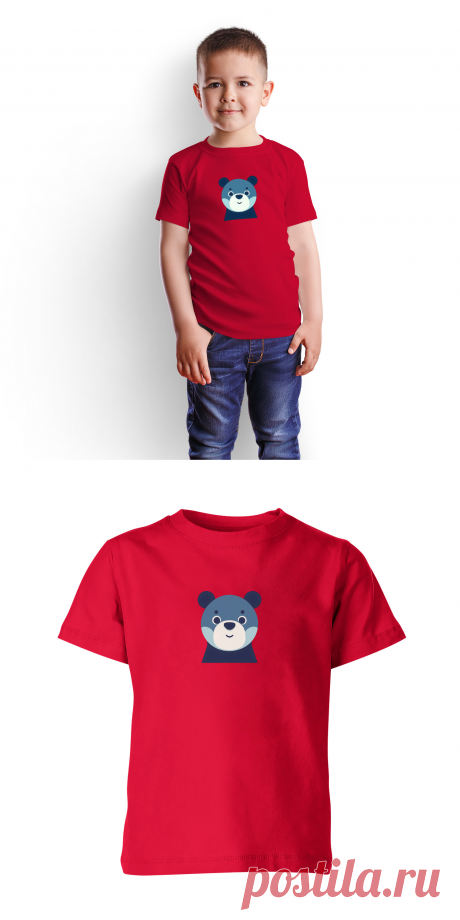 Детская футболка «Милый синий мишка» цвет белый - дизайнер принта Anstey