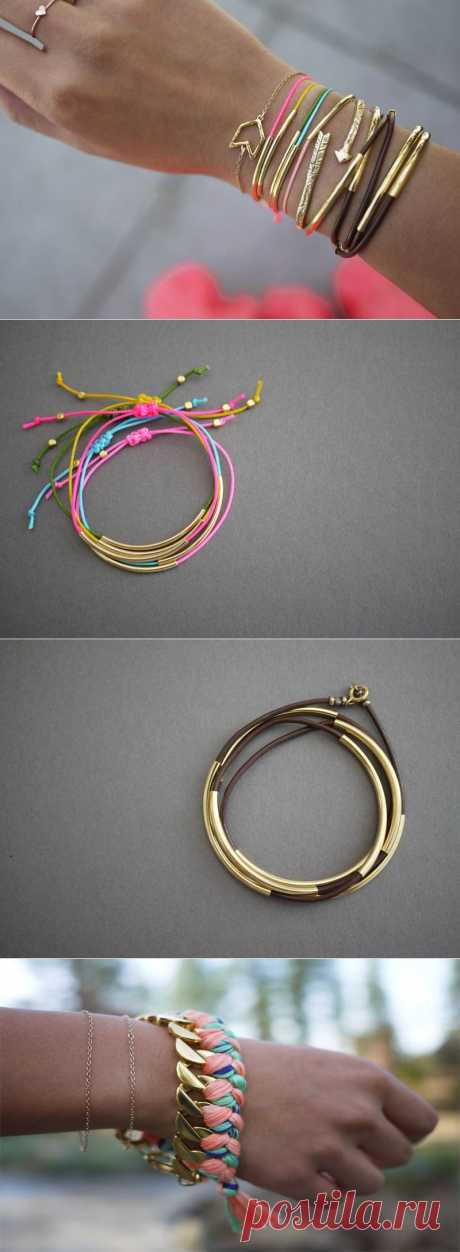 DIY Gold Tube Bracelets