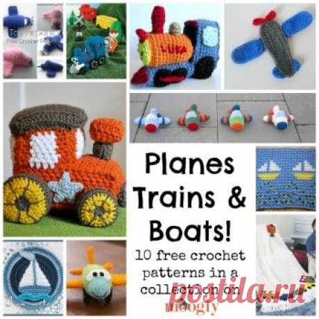 10 Free #Crochet patterns for Adorable Planes Trains and Boats @Moogly blog | CrochetStreet.com | crochet