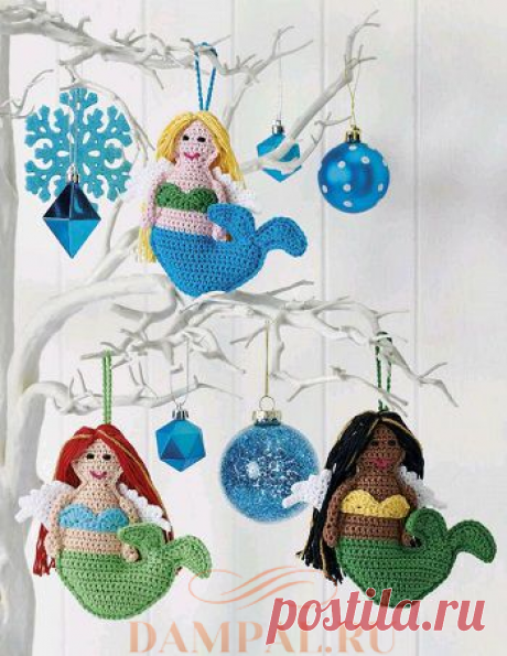 Вязаные ёлочные игрушки «Merry Mermaids» | DAMские PALьчики. ru