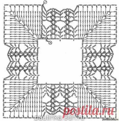 Квадратный мотив крючком - Схемы вязания мотивов - Схемы для вязания - Уроки вязания крючком - Вязание крючком, мотивы, схемы для вязания крючком