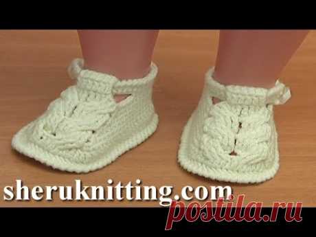 Crochet Baby Cable Stitch Buckle Shoes Tutorial 54 Part 1 of 3 Crochet Sole - YouTube