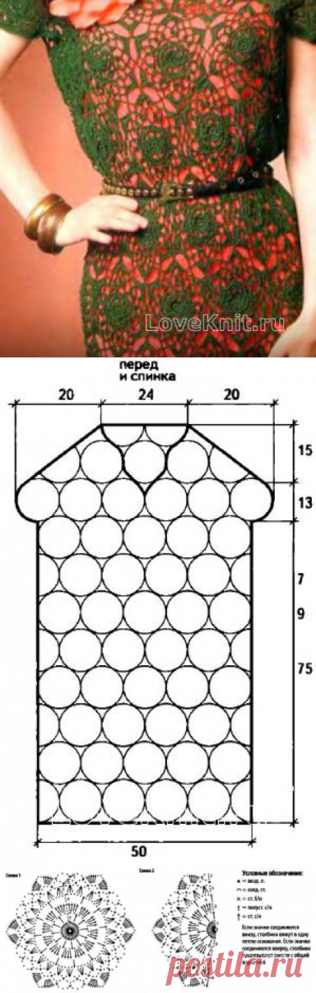 Ажурное платье с цветочным мотивом схема крючком » Люблю Вязать