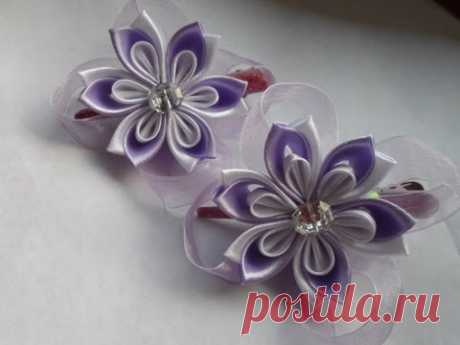 hand made Заколочки для маленькой принцессы Канзаши kanzashi