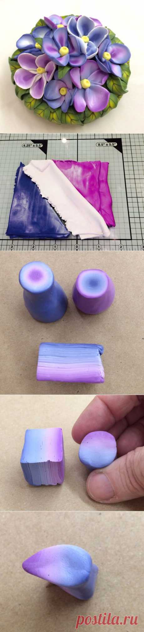 Букетик цветов из полимерной глины | Уроки лепки