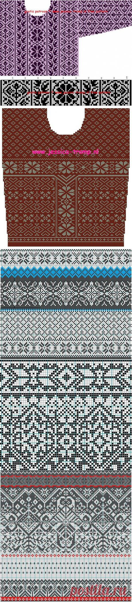 Схемы для норвежских свитеров. Двухцветные