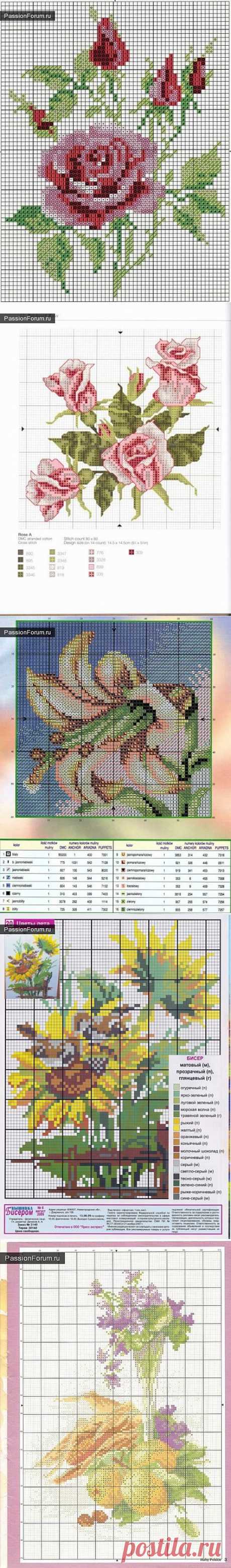 ЦВЕТОЧКИ. ЧАСТЬ 9 / Схемы вышивки крестиком / PassionForum - мастер-классы по рукоделию