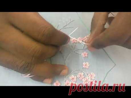 Hand Embroidery : Challi work with beads on a saree blouse - YouTube