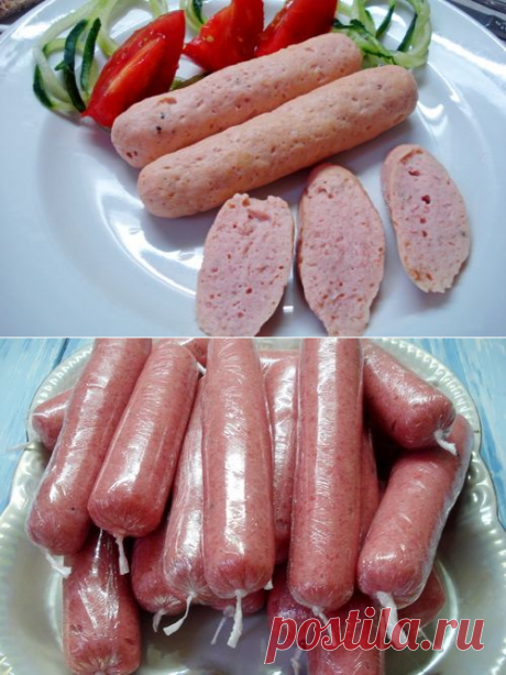 Домашние куриные сосиски в пищевой пленке – рецепт с фото