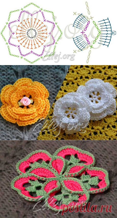 Объемный цветочек с завитушками | Crochet by Ellej | Вязание крючком от Елены Кожухарь