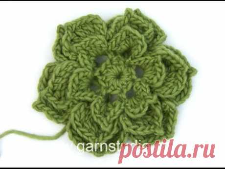 DROPS Crocheting Tutorial: How to work a large rose flower.